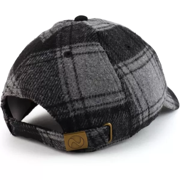 imageTrendy Apparel Shop Plaid Checker Wool Blend Unstructured Baseball CapGrey