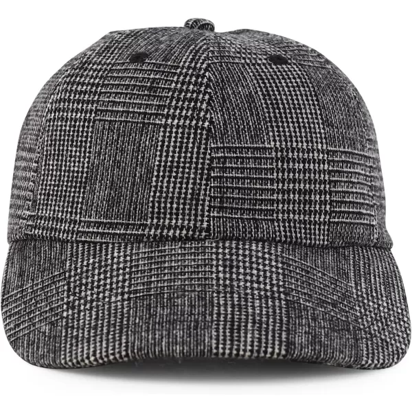 imageTrendy Apparel Shop Plaid Checker Wool Blend Unstructured Baseball CapGrey Plaid