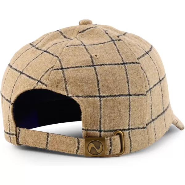 imageTrendy Apparel Shop Plaid Checker Wool Blend Unstructured Baseball CapKhaki Checker