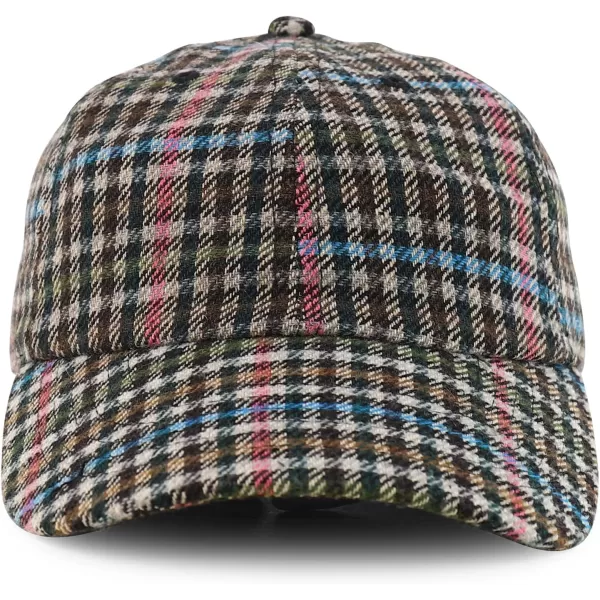 imageTrendy Apparel Shop Plaid Checker Wool Blend Unstructured Baseball CapPink Plaid