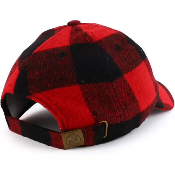 imageTrendy Apparel Shop Plaid Checker Wool Blend Unstructured Baseball CapRed