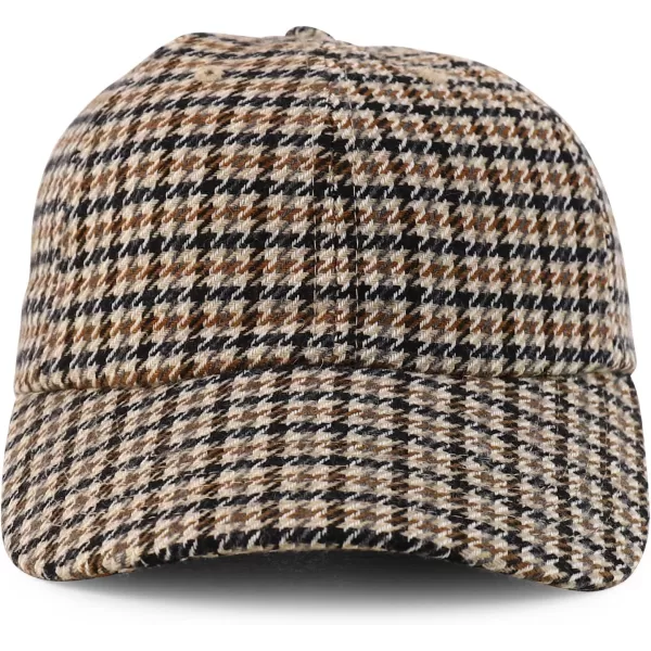 imageTrendy Apparel Shop Plaid Checker Wool Blend Unstructured Baseball CapTan Gunclub