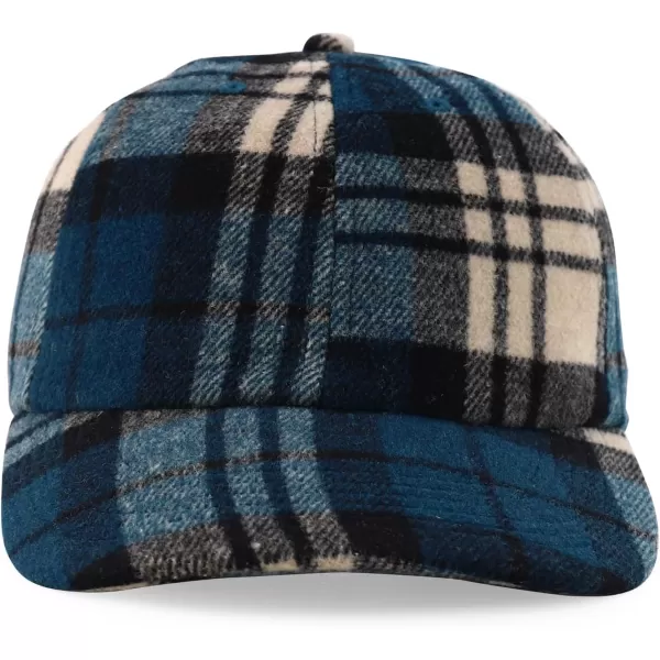 imageTrendy Apparel Shop Plaid Checker Wool Blend Unstructured Baseball CapTeal Black Watch
