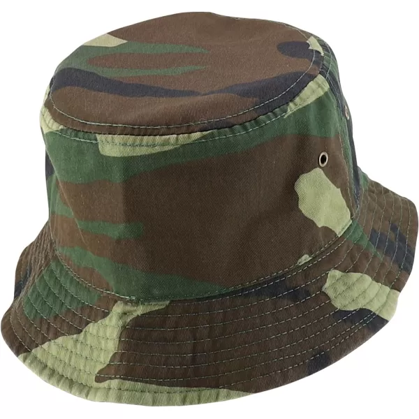 imageTrendy Apparel Shop Youth Size Kids Outdoor Cotton Stonewashed Short Brim Bucket HatWoodland