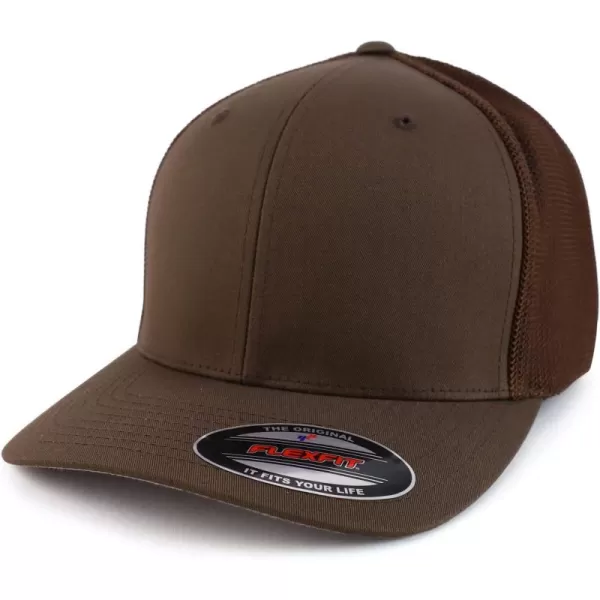 imageTrendy Apparel Shop 2XL Structured Flex Fitted Trucker Flexfit Baseball CapBrown