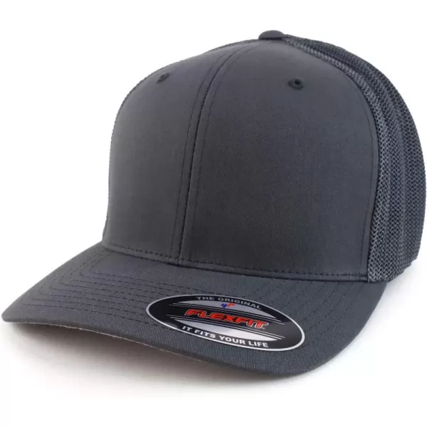 imageTrendy Apparel Shop 2XL Structured Flex Fitted Trucker Flexfit Baseball CapCharcoal