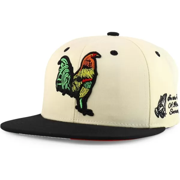 imageTrendy Apparel Shop 3D Rooster Embroidered Flat Bill Snapback CapStone Black