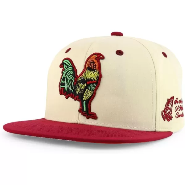 imageTrendy Apparel Shop 3D Rooster Embroidered Flat Bill Snapback CapStone Burgundy