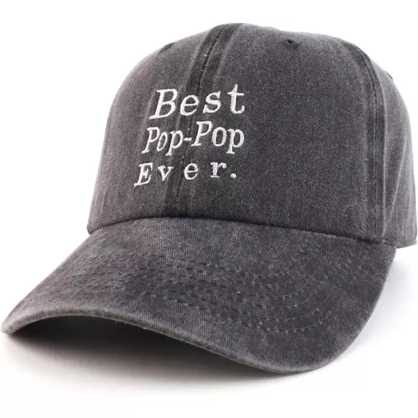 imageTrendy Apparel Shop Best Pop Pop Ever Embroidered Soft Fit Washed Cotton Baseball CapBlack
