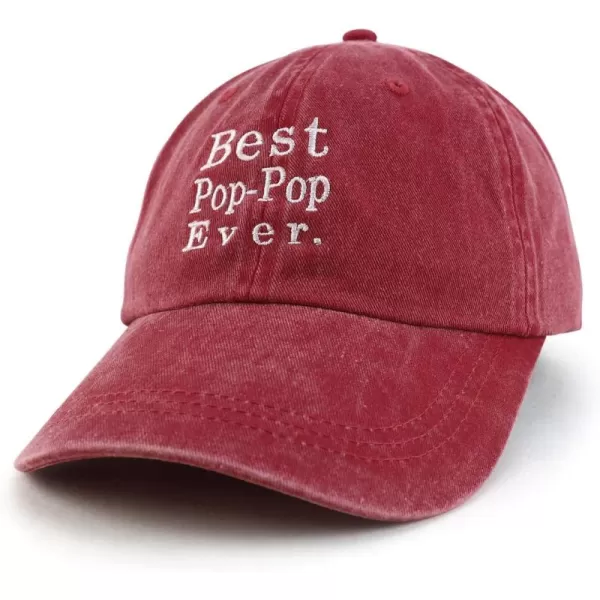 imageTrendy Apparel Shop Best Pop Pop Ever Embroidered Soft Fit Washed Cotton Baseball CapBurgundy