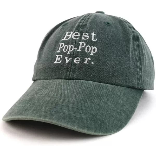 imageTrendy Apparel Shop Best Pop Pop Ever Embroidered Soft Fit Washed Cotton Baseball CapDark Green