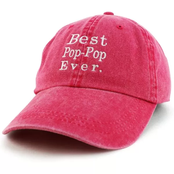 imageTrendy Apparel Shop Best Pop Pop Ever Embroidered Soft Fit Washed Cotton Baseball CapFuchsia