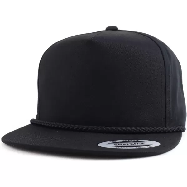 imageTrendy Apparel Shop Classic 5 Panel Golf Cap Flatbill Snapback HatBlack