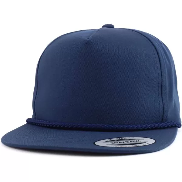 imageTrendy Apparel Shop Classic 5 Panel Golf Cap Flatbill Snapback HatNavy