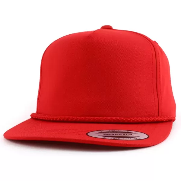 imageTrendy Apparel Shop Classic 5 Panel Golf Cap Flatbill Snapback HatRed