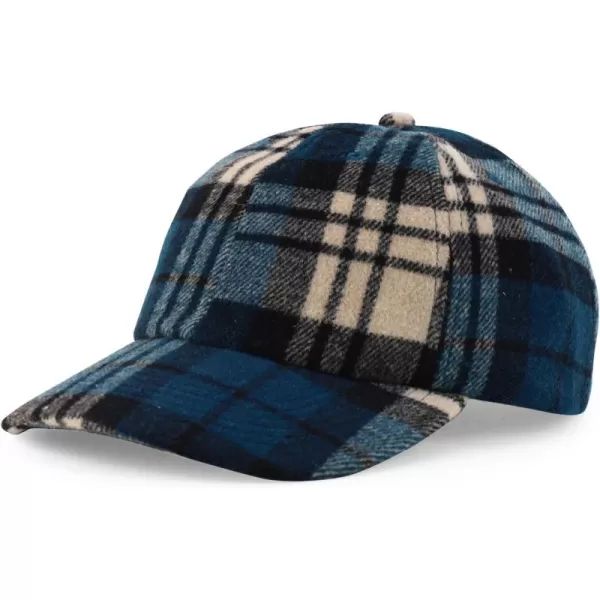 imageTrendy Apparel Shop Plaid Checker Wool Blend Unstructured Baseball CapTeal Black Watch