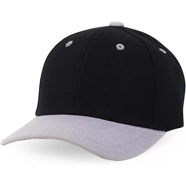 imageTrendy Apparel Shop Plain Youth Size Kids Adjustable Structured Baseball CapBlack Light Grey