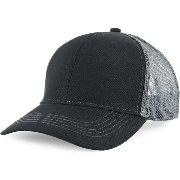 imageTrendy Apparel Shop Youth Size Contrasting Stitch Structured Mesh Back Baseball CapBlack Grey