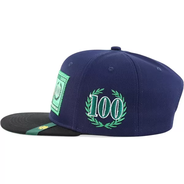 imageTrendy Apparel Shop 100 Dollar Bill with Rooster Patch Flatbill Snapback CapNavy Black