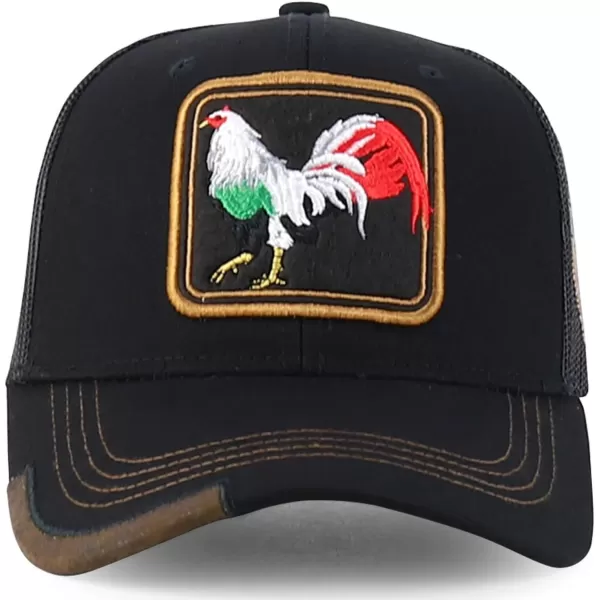 imageTrendy Apparel Shop Animal Design Square Embroidered Snapback Trucker CapBlack Black 2
