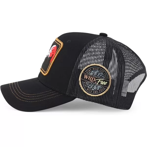 imageTrendy Apparel Shop Animal Design Square Embroidered Snapback Trucker CapBlack Black 2