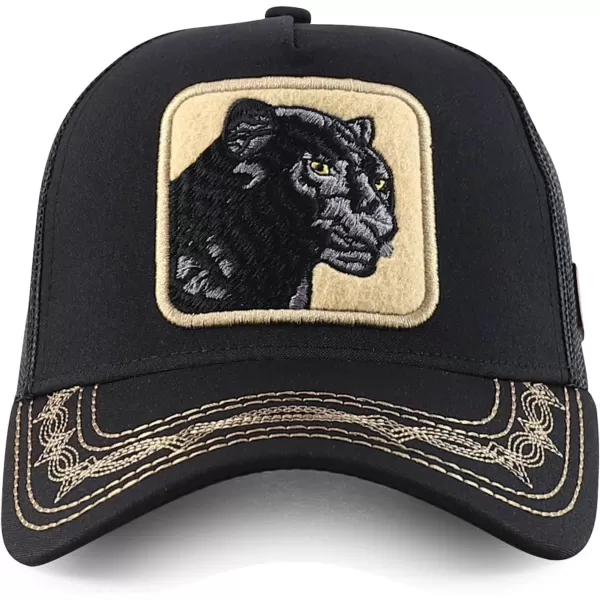 imageTrendy Apparel Shop Animal Design Square Embroidered Snapback Trucker CapBlack Panther Black Black