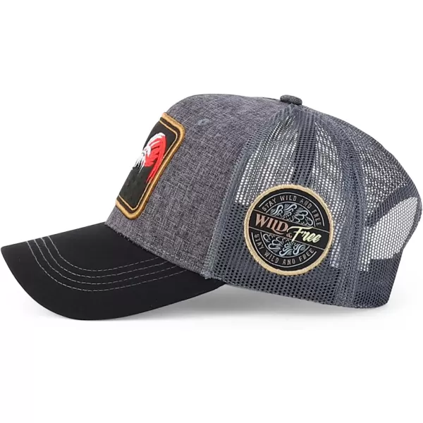 imageTrendy Apparel Shop Animal Design Square Embroidered Snapback Trucker CapCharcoal Black 2