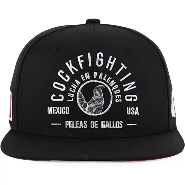 imageTrendy Apparel Shop Cock Fighting Embroidered Flat Bill Snapback CapBlack Black