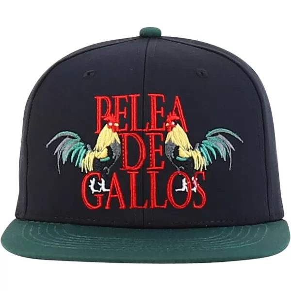 imageTrendy Apparel Shop Cock Fighting Embroidered Flat Bill Snapback CapBlack Dark Green 1