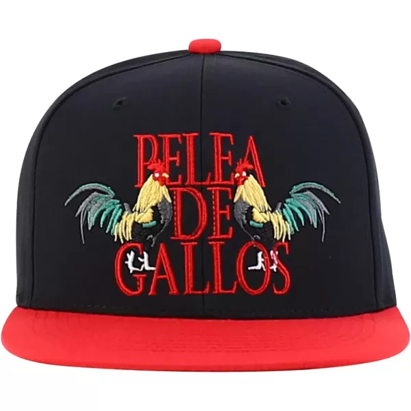 imageTrendy Apparel Shop Cock Fighting Embroidered Flat Bill Snapback CapBlack Red 1