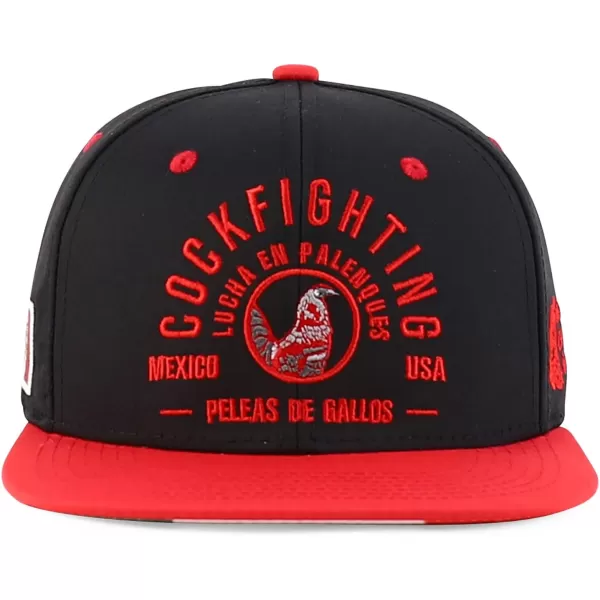 imageTrendy Apparel Shop Cock Fighting Embroidered Flat Bill Snapback CapBlack Red