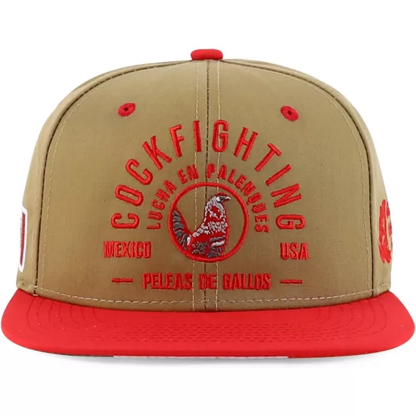 imageTrendy Apparel Shop Cock Fighting Embroidered Flat Bill Snapback CapChoco Red
