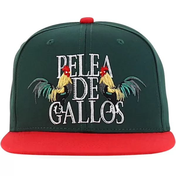 imageTrendy Apparel Shop Cock Fighting Embroidered Flat Bill Snapback CapDark Green Red 1