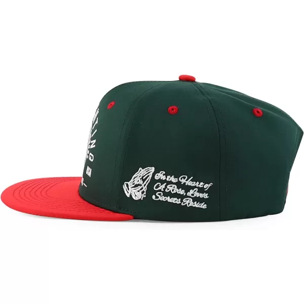 imageTrendy Apparel Shop Cock Fighting Embroidered Flat Bill Snapback CapDarkgreen Red