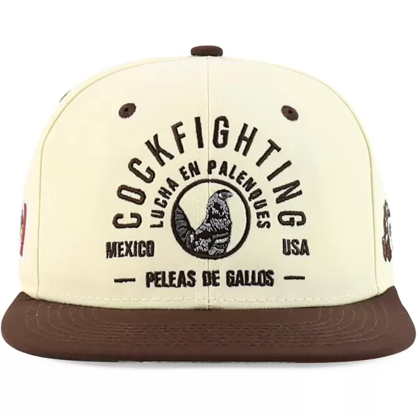 imageTrendy Apparel Shop Cock Fighting Embroidered Flat Bill Snapback CapStone Brown
