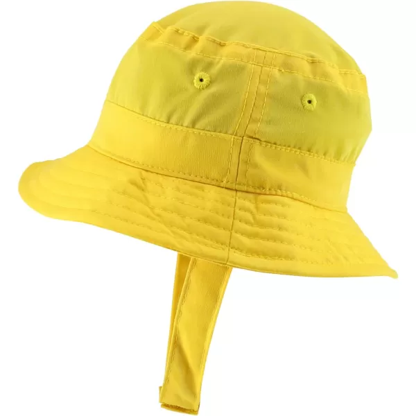 imageTrendy Apparel Shop Cute Bear Face Embroidered Infant Lightweight Bucket Hat with Chin StrapYellow