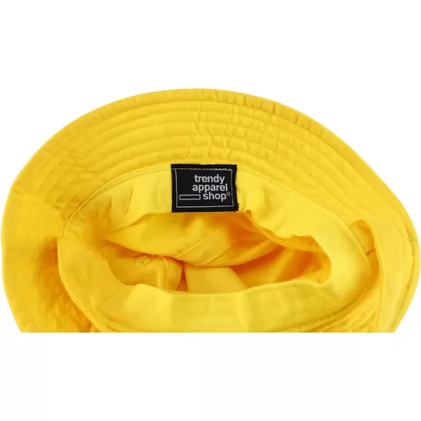 imageTrendy Apparel Shop Cute Bear Face Embroidered Infant Lightweight Bucket Hat with Chin StrapYellow