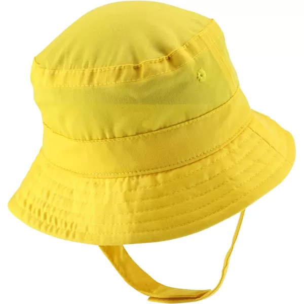 imageTrendy Apparel Shop Cute Bear Face Embroidered Infant Lightweight Bucket Hat with Chin StrapYellow