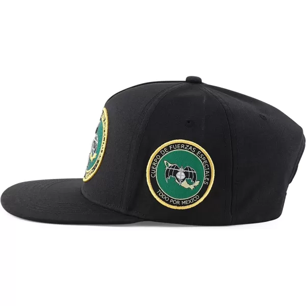 imageTrendy Apparel Shop Gafes Mexican Army Embroidered Flat Bill Snapback CapBlack Black