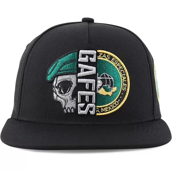imageTrendy Apparel Shop Gafes Mexican Army Embroidered Flat Bill Snapback CapBlack Black
