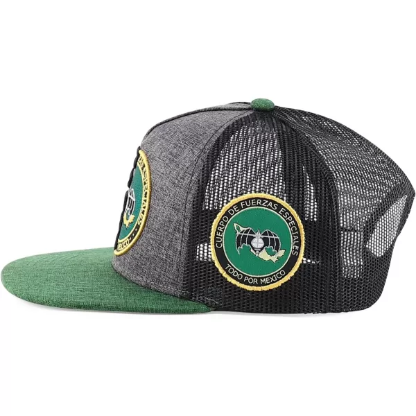 imageTrendy Apparel Shop Gafes Mexican Army Embroidered Flat Bill Snapback CapCharcoal Mesh Green