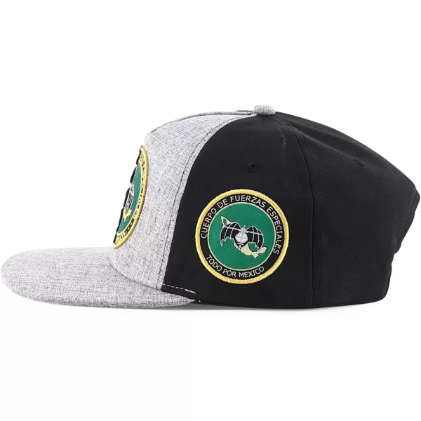 imageTrendy Apparel Shop Gafes Mexican Army Embroidered Flat Bill Snapback CapHgrey Black