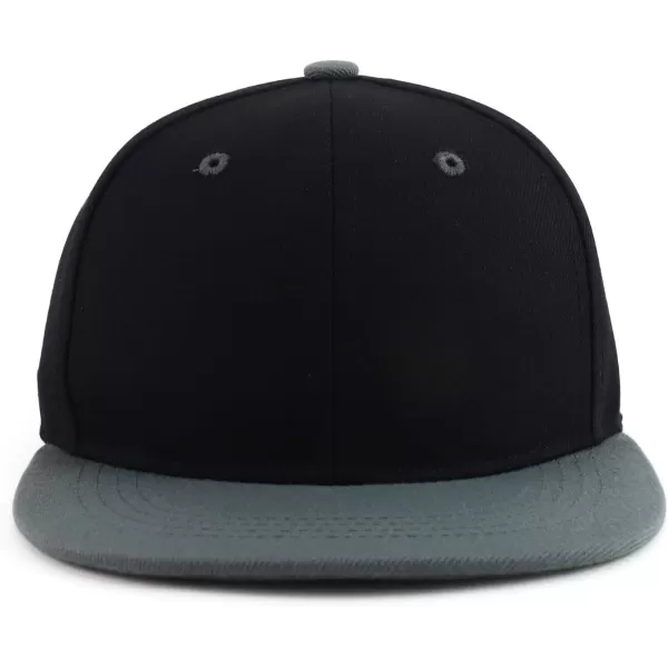 imageTrendy Apparel Shop Infant to Toddler Kids Plain Structured Flatbill Snapback CapBlack Dk Grey