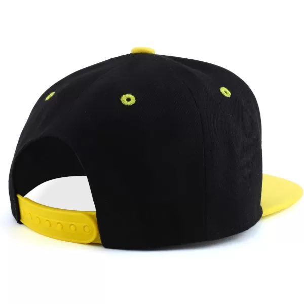 imageTrendy Apparel Shop Infant to Toddler Kids Plain Structured Flatbill Snapback CapBlack Yellow