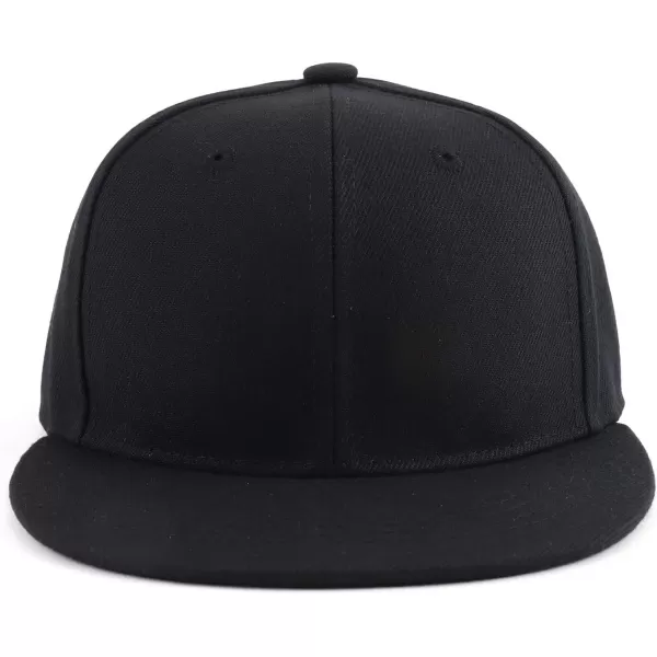 imageTrendy Apparel Shop Infant to Youth Plain Structured Flatbill Snapback CapBlack