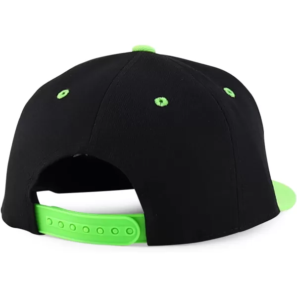 imageTrendy Apparel Shop Infant to Youth Plain Structured Flatbill Snapback CapBlack Neon Green