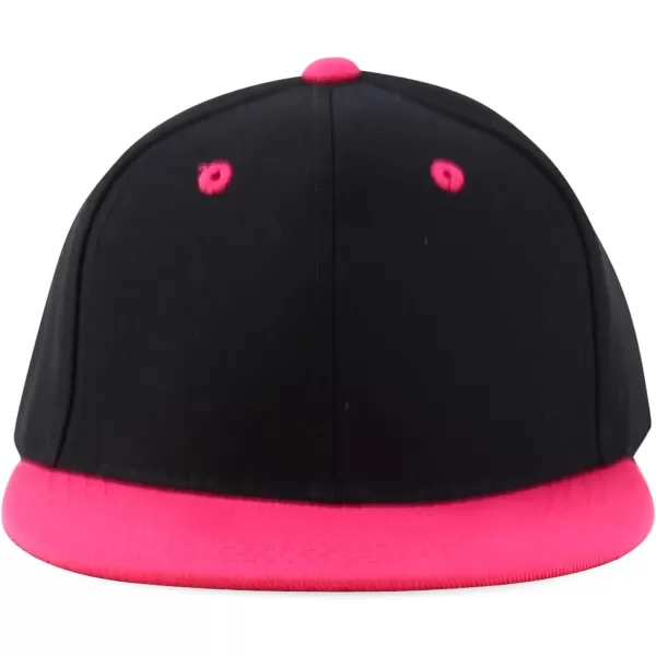 imageTrendy Apparel Shop Infant to Youth Plain Structured Flatbill Snapback CapBlack Pink