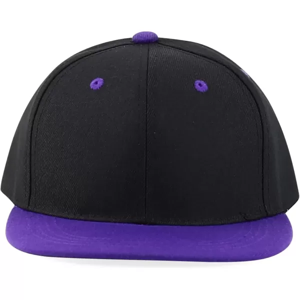 imageTrendy Apparel Shop Infant to Youth Plain Structured Flatbill Snapback CapBlack Purple