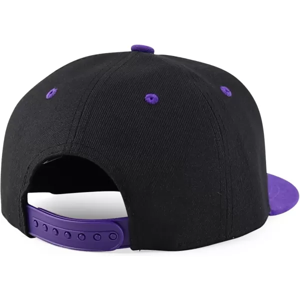 imageTrendy Apparel Shop Infant to Youth Plain Structured Flatbill Snapback CapBlack Purple