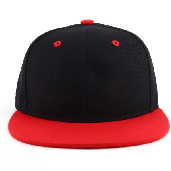 imageTrendy Apparel Shop Infant to Youth Plain Structured Flatbill Snapback CapBlack Red
